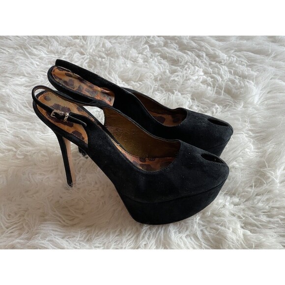 Sam Edelman Shoes - Sam Edelman Women’s Size 7.5 Black Suede Shoes Peep Toe Platform Heels